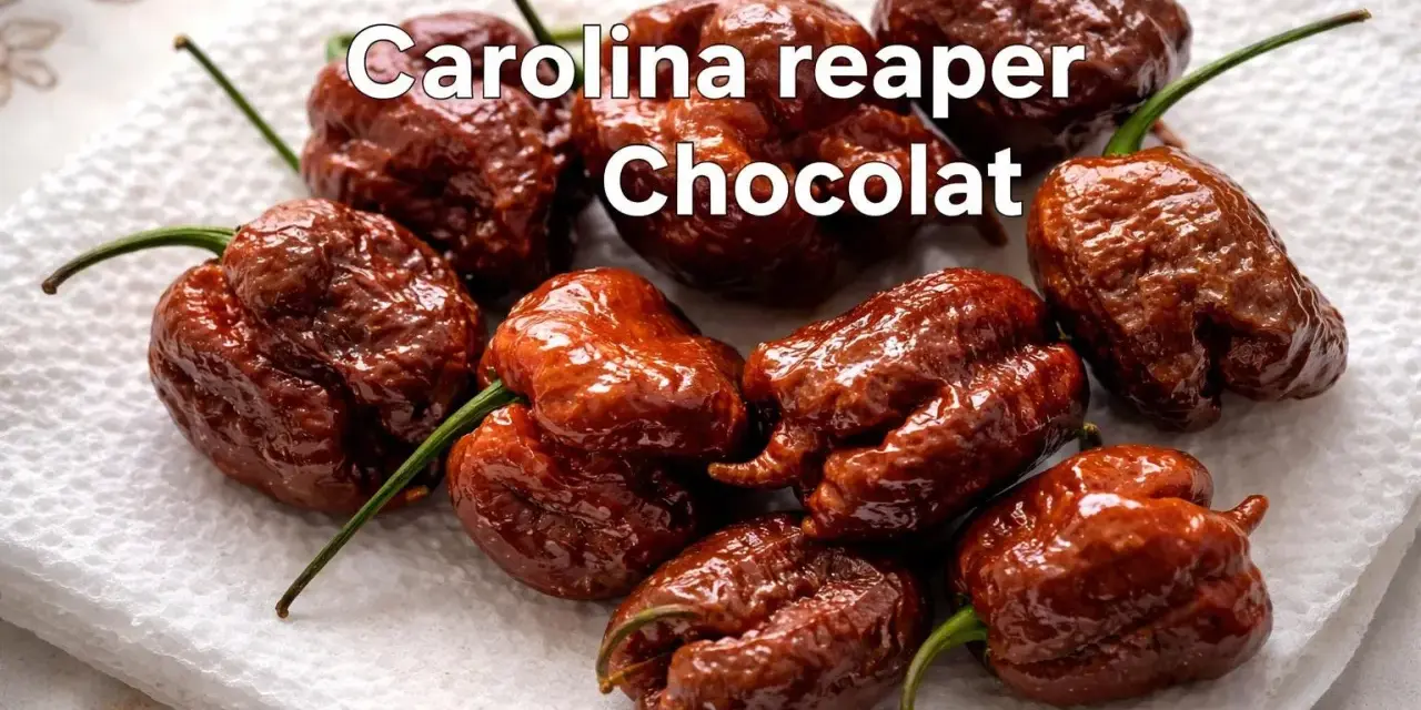 Carolina Reaper Chocolate, peperoncini scoville da record, con la loro forma bitorzoluta e il colore intenso.