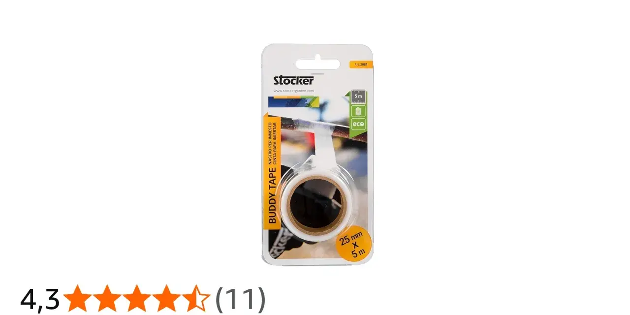 Rotolo di nastro per innesti Buddy Tape Stocker, 25 mm x 5 m, ideale per proteggere e favorire la cicatrizzazione delle piante.