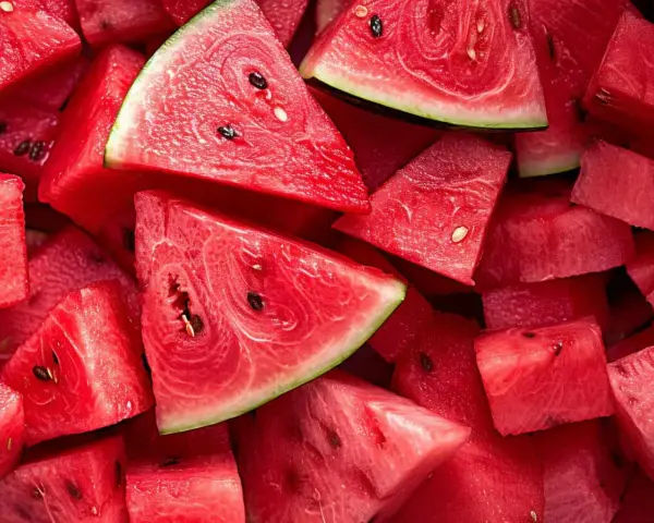 Fette succose di anguria, pronte per essere gustate. Il frutto perfetto da coltivare in estate per rinfrescarsi.