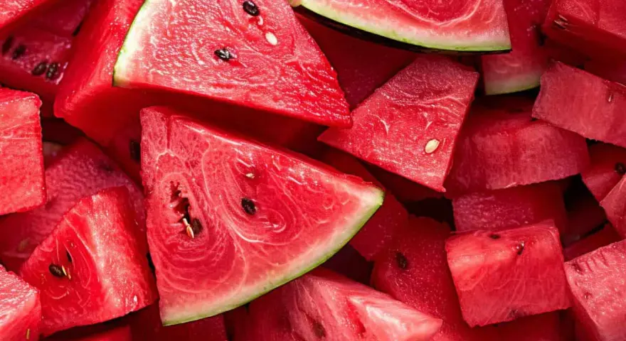 Fette succose di anguria, pronte per essere gustate. Il frutto perfetto da coltivare in estate per rinfrescarsi.
